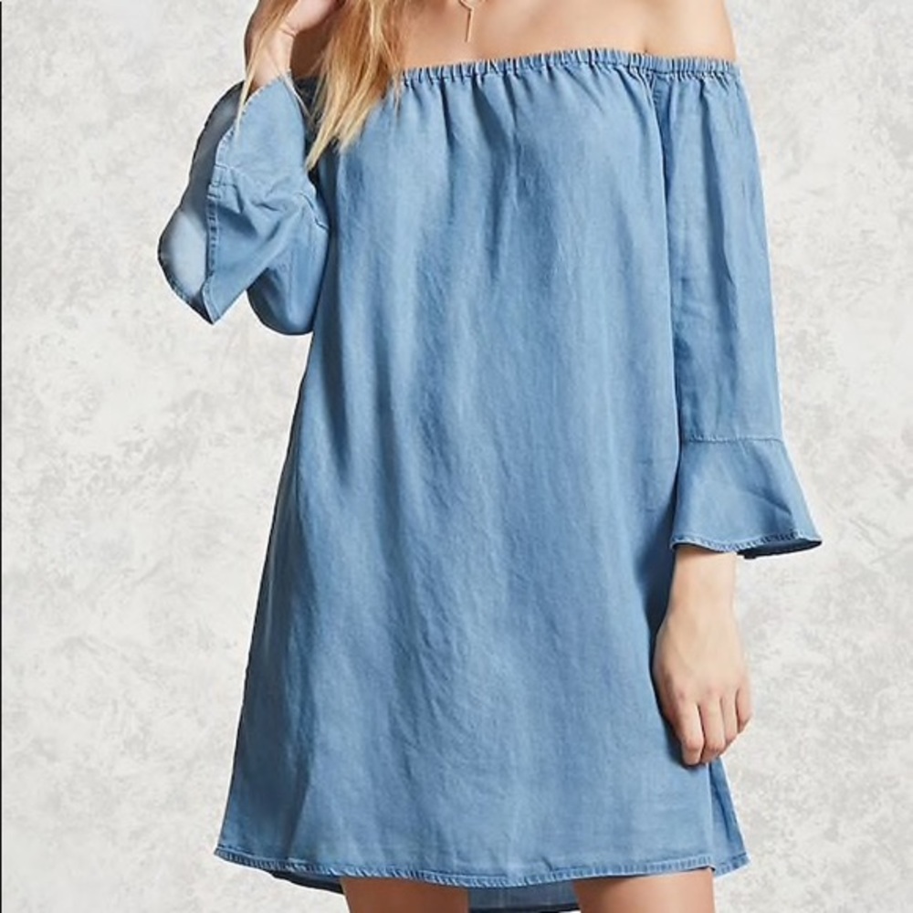 Forever 21+ Denim Off Shoulder Mini NWOT